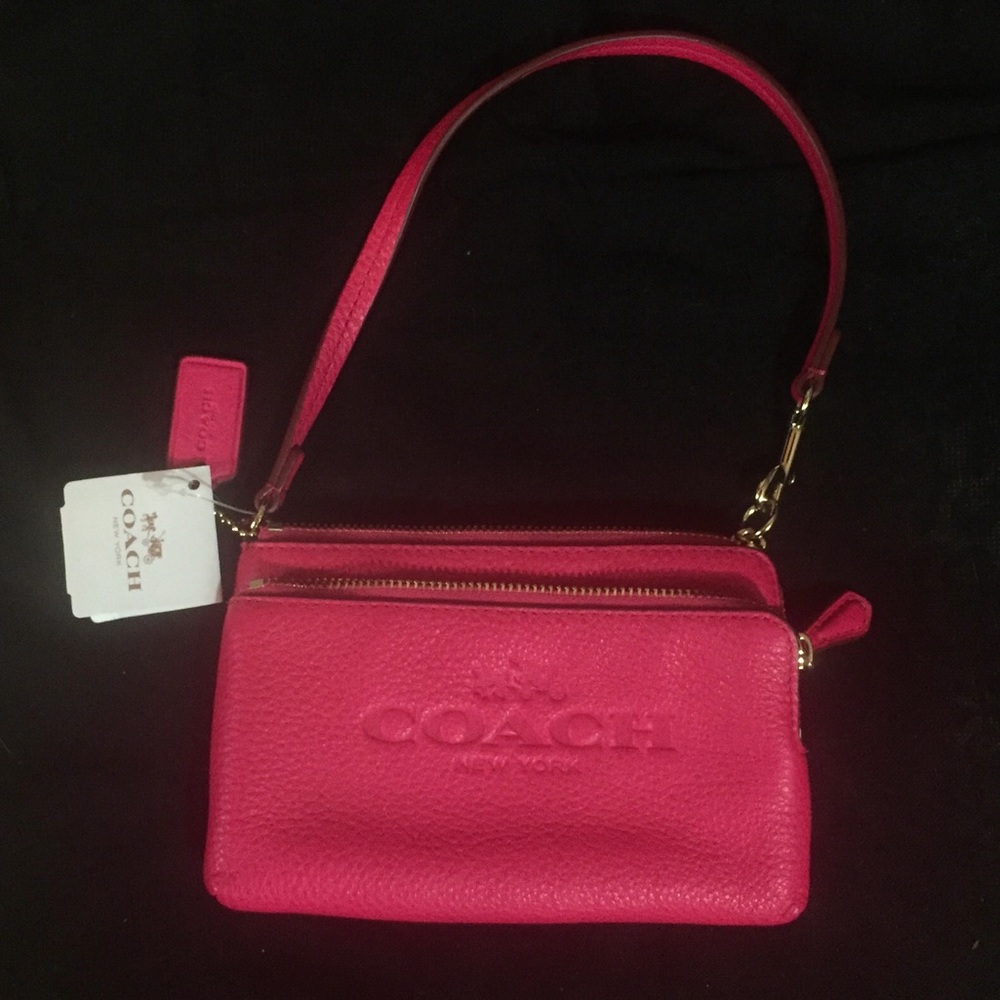 COACH Pink Pebbled Leather Wristlet - NWT!